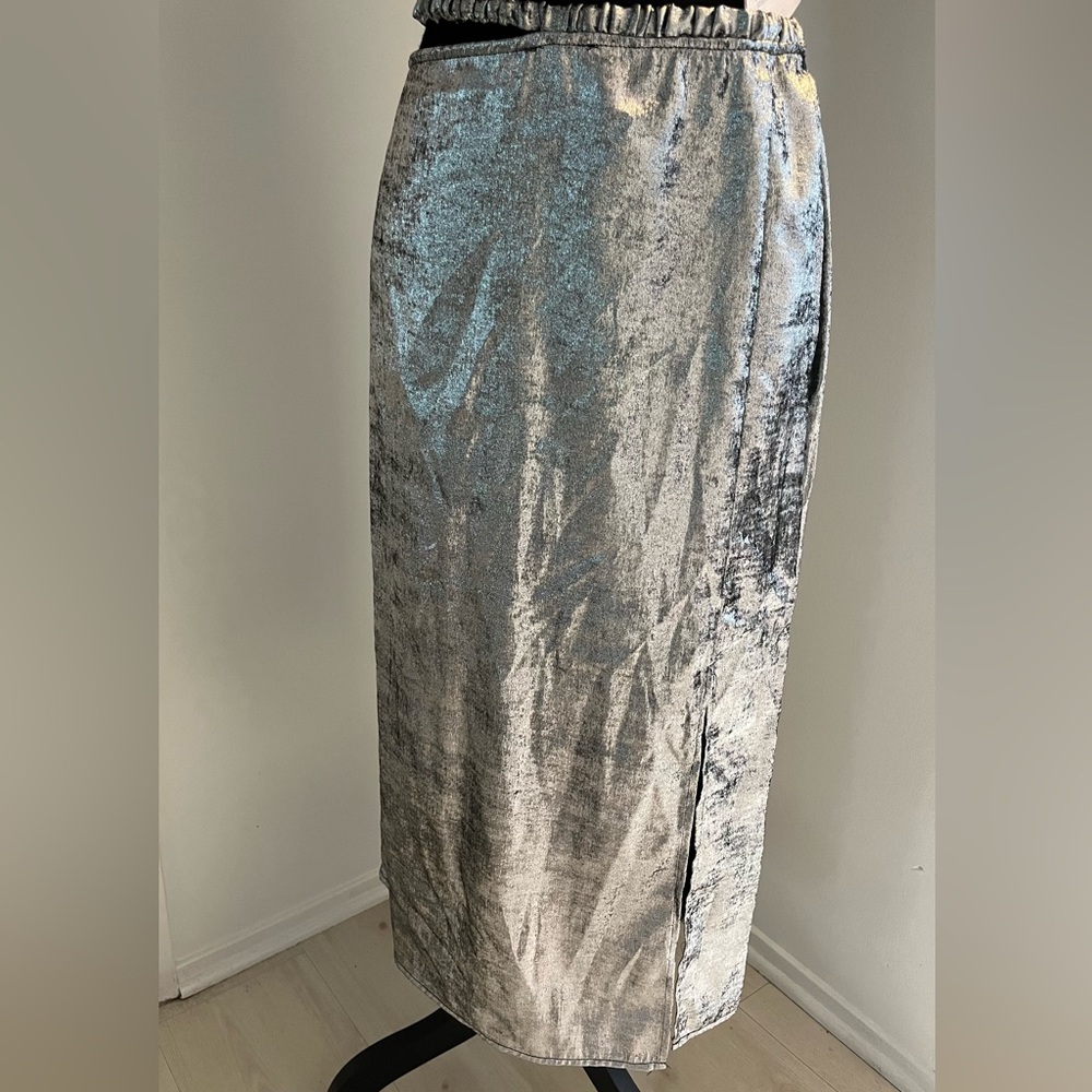 NWT Future Collective Silver Skirt with Split
